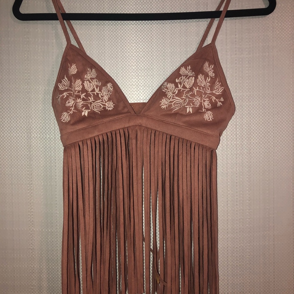 Mauve, Embellished Fringe Top